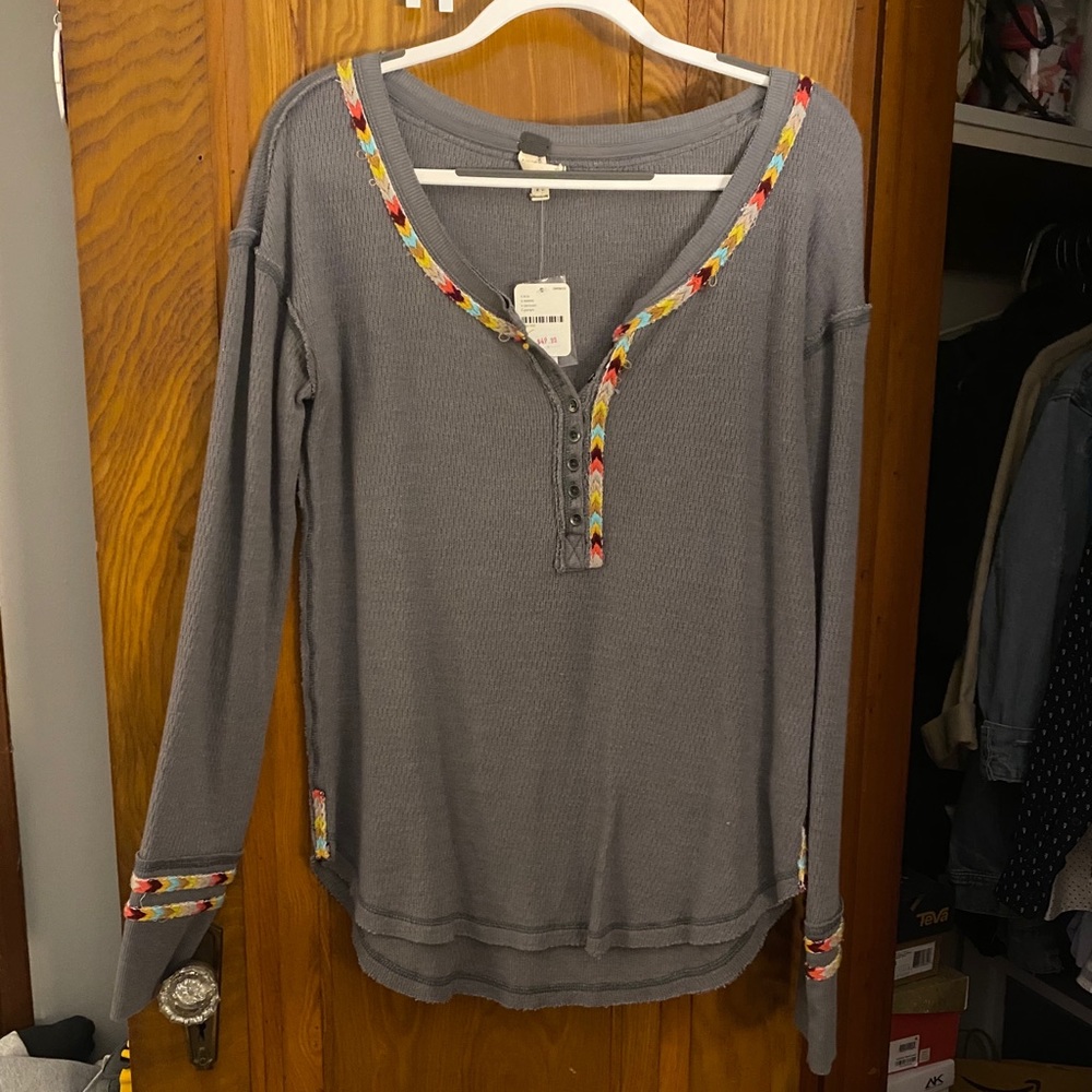 Free People Long Sleeve Grey Shirt